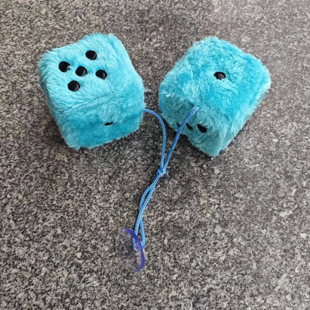 1 Fuzzy Plush Dice with Dots Retro Square Plush Hanging Mirror Fuzzy Dices Kid Toys for Pink Car Interior Ornament Decoration