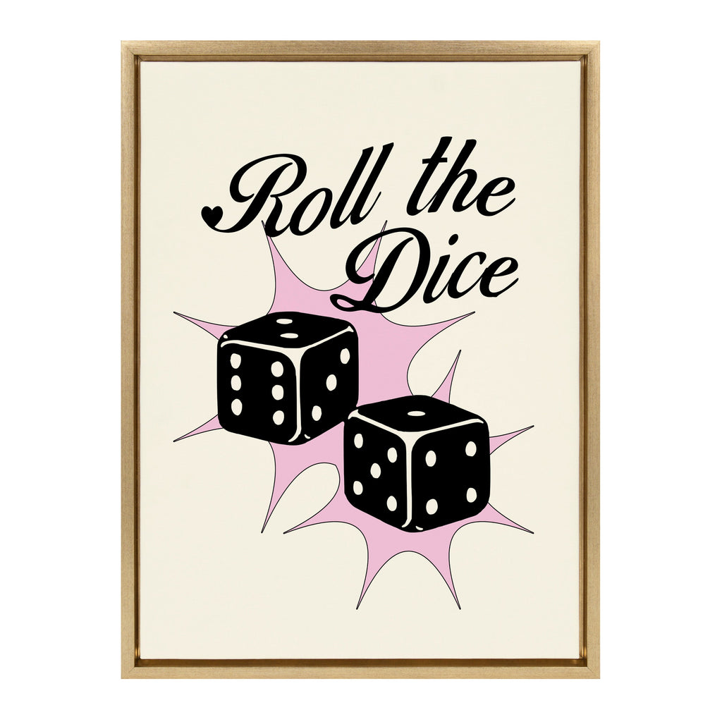 Sylvie Roll The Dice Pink Framed Canvas by Alli Standefer